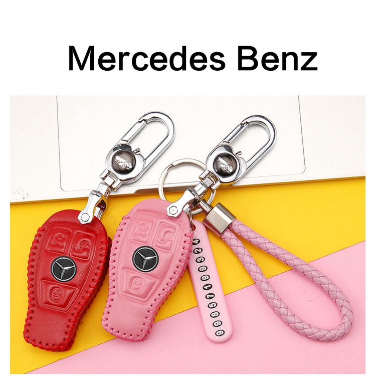 leather Style Car Key Case Cover Shell Fob For Mercedes Benz A B C E S Class W204 W205 W212 W213 W176 GLC CLA AMG W177