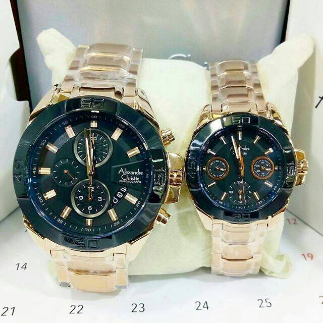 Jam Tangan Couple Alexandre Christie AC-6224 Original Rosegold
