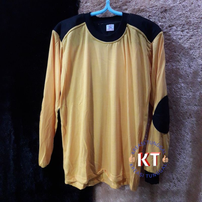 kaos lengan panjang kuning kombinasi hitam/baju penembak polos/baju kaos tambal