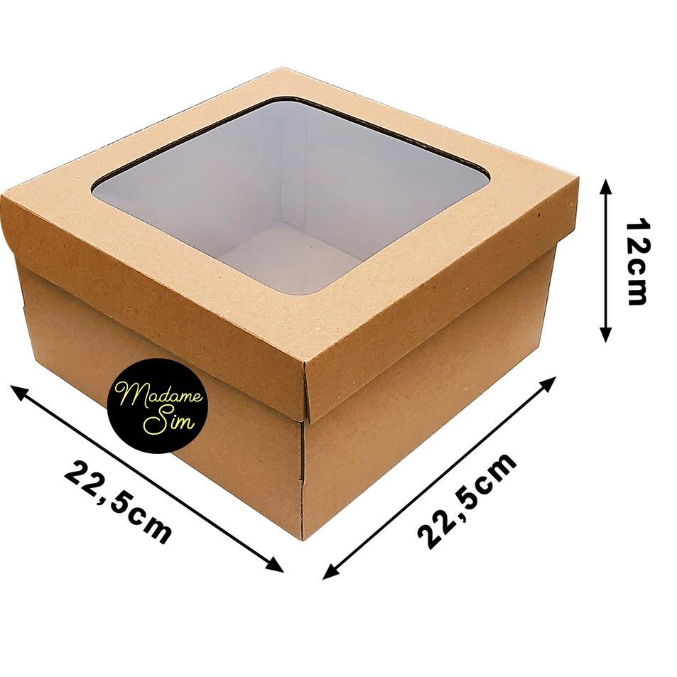 

♙ KOTAK KUE - CAKE BOX 22 x 22 x 12 CM - COKLAT + JENDELA (ISI 10 PCS) ❄