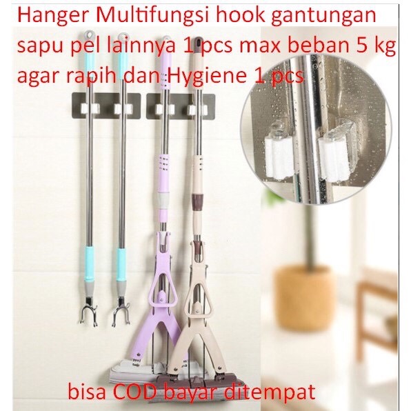 Hanger Multifungsi Hook Gantungan Sapu Pel Lainnya 1 Pcs Max Beban 5 Kg Agar Rapih Dan Hygiene 1 Pcs