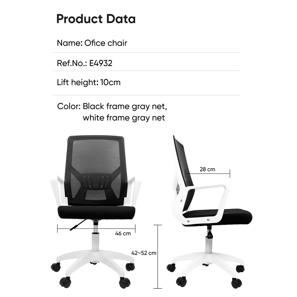 Deli Office Chair / Kursi Kantor / Kursi Kerja Jaring Dapat Dilipat 90 Derajat E4932