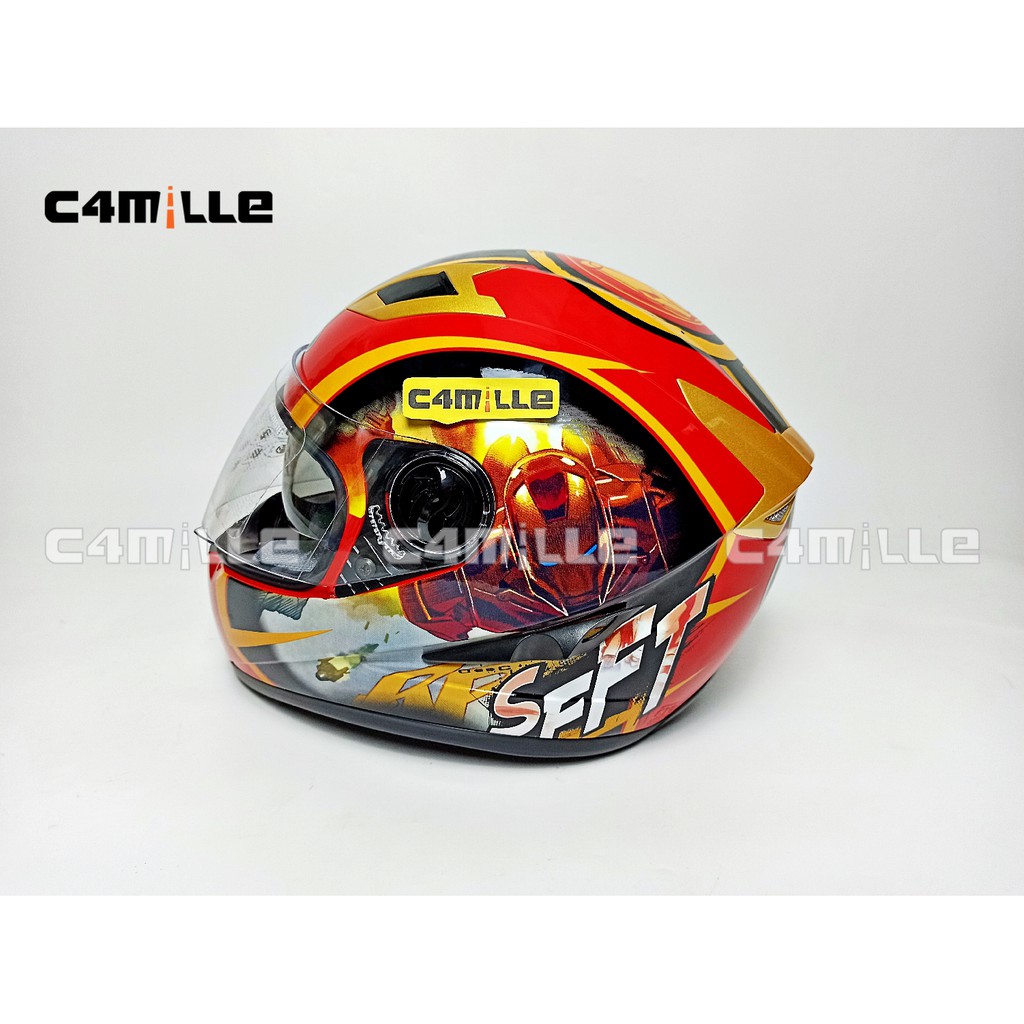 HELM MDS PROVENT AVENGER IRONMAN RED GOLD DOUBLE VISOR FULL FACE