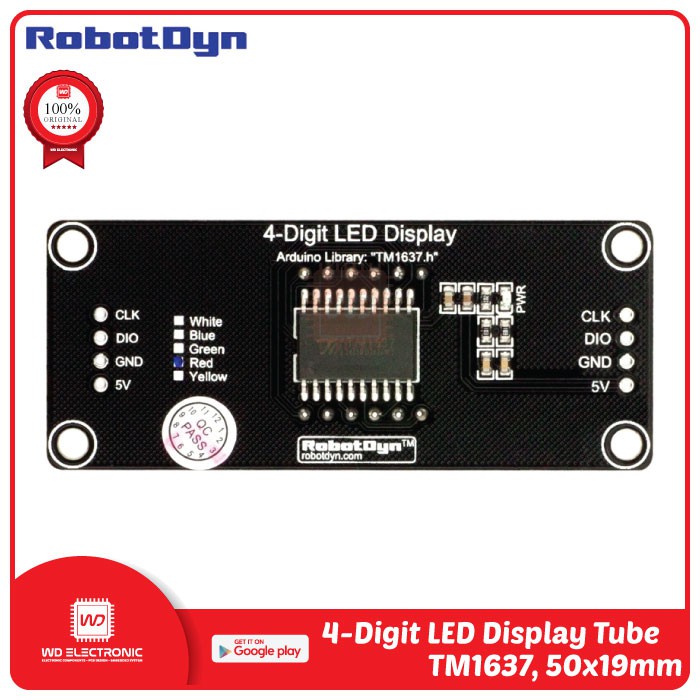 TM1637 4 DIGIT LED DISPLAY TUBE 7 SEGMENT 0.56 4 DIGIT 50x19mm