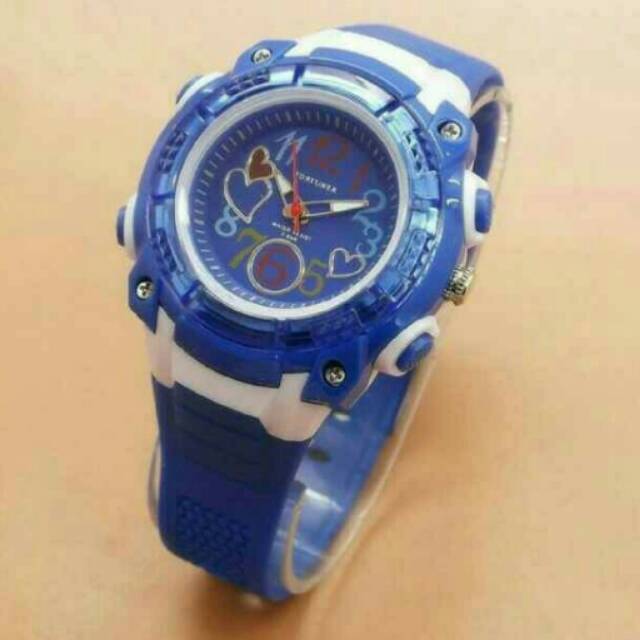 Jam Tangan Pria/Wanita (Unisex) Fortuner Original Biru List putih