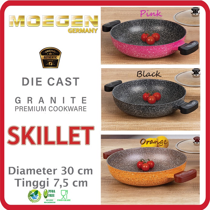 MOEGEN GERMANY SKILLET 30CM GRANITE ORANGE ANTI LENGKET ORIGINAL