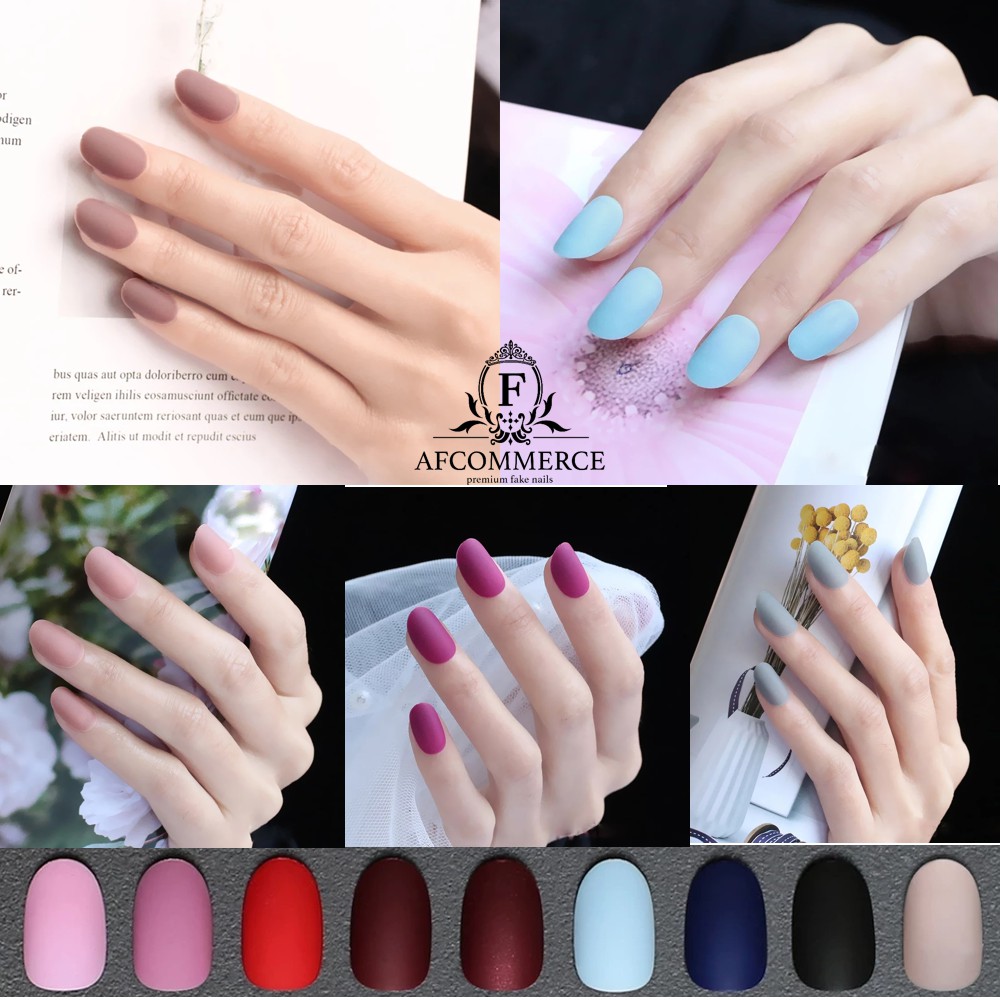 KUKU PALSU FAKE NAILS MATTE OVAL STYLE  24PCS BAG 1