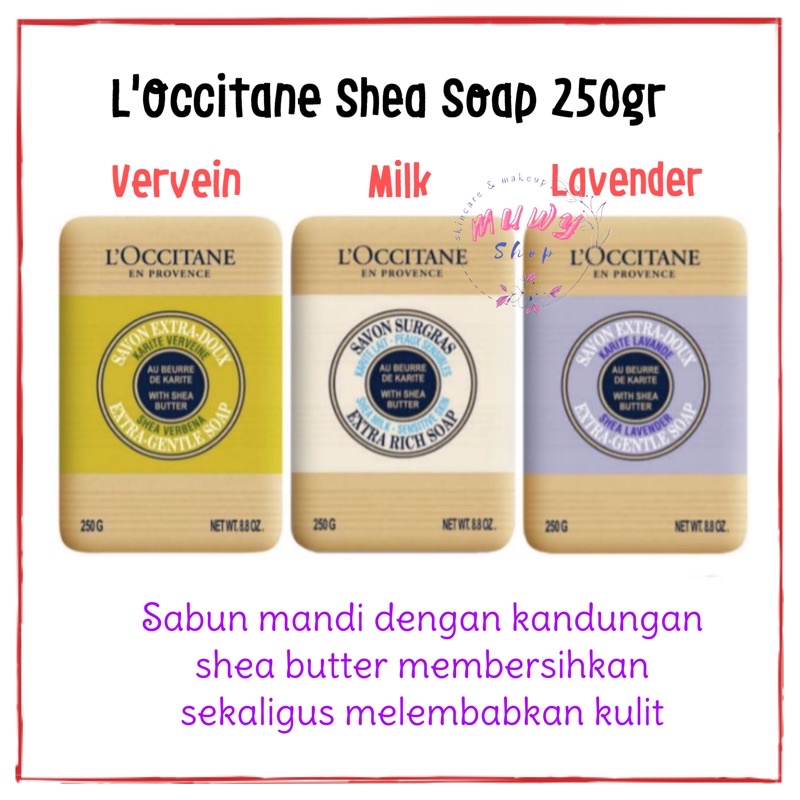 L'Occitane LOccitane Shea Butter Soap 250gr Milk / Vervein / Lavender
