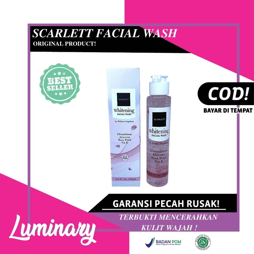 Scarlett Whitening Facial Wash Sabun Cuci Muka Pemutih Wajah Scarlet Whitening Pembersih Wajah Original BPOM