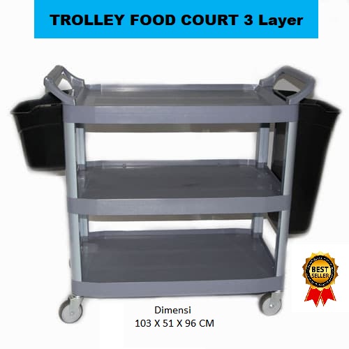 Trolley Food Court 3 Tingkat / Collect Bin