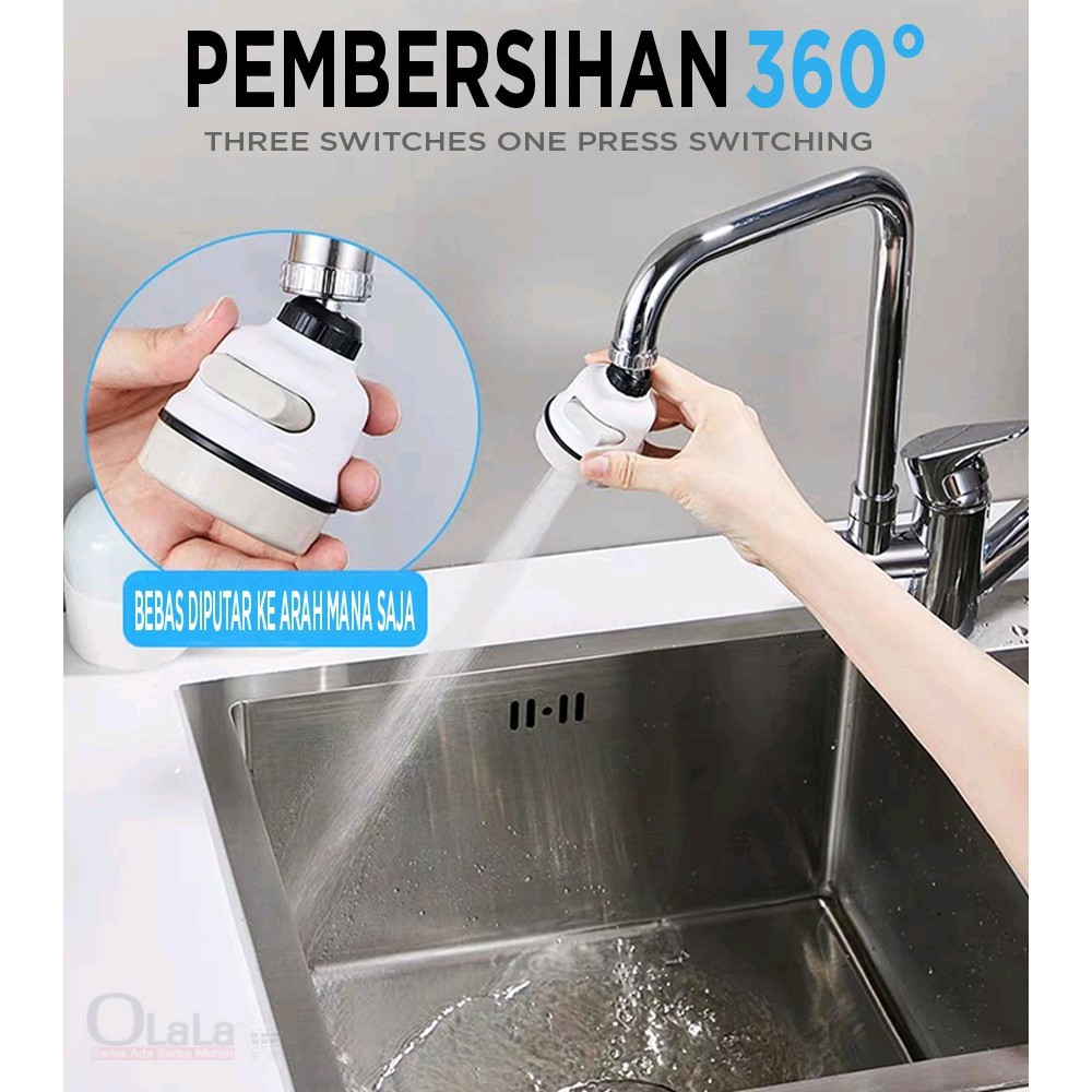 Turbo faucet sprayer 3 Mode 360 rotasi Sambungan kran hemat Air - PENDEK