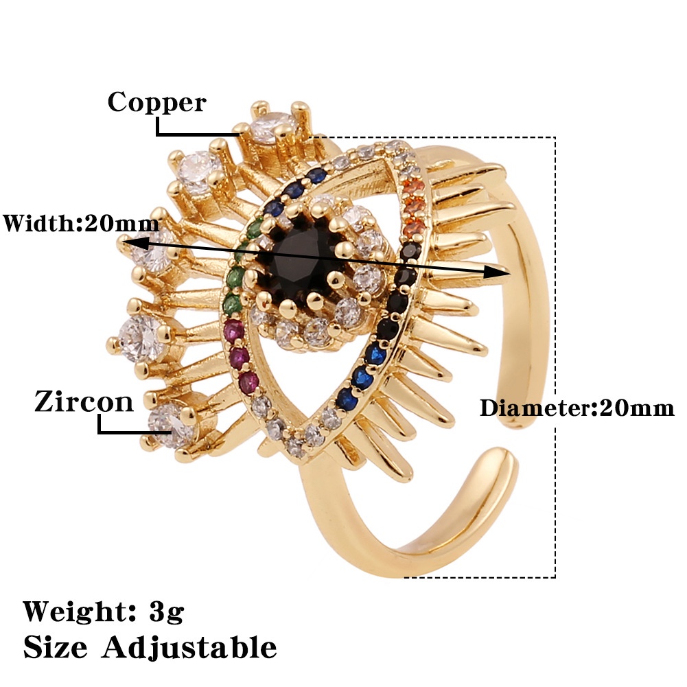 Eropa dan Amerika pribadi perhiasan tangan tembaga berlapis emas bertatahkan zircon cincin iblis khu