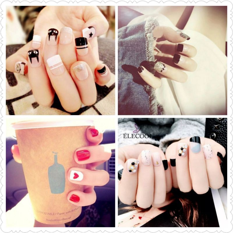 kuku palsu isi 24 fake nails free lem nail art wedding false nail hokkyshop