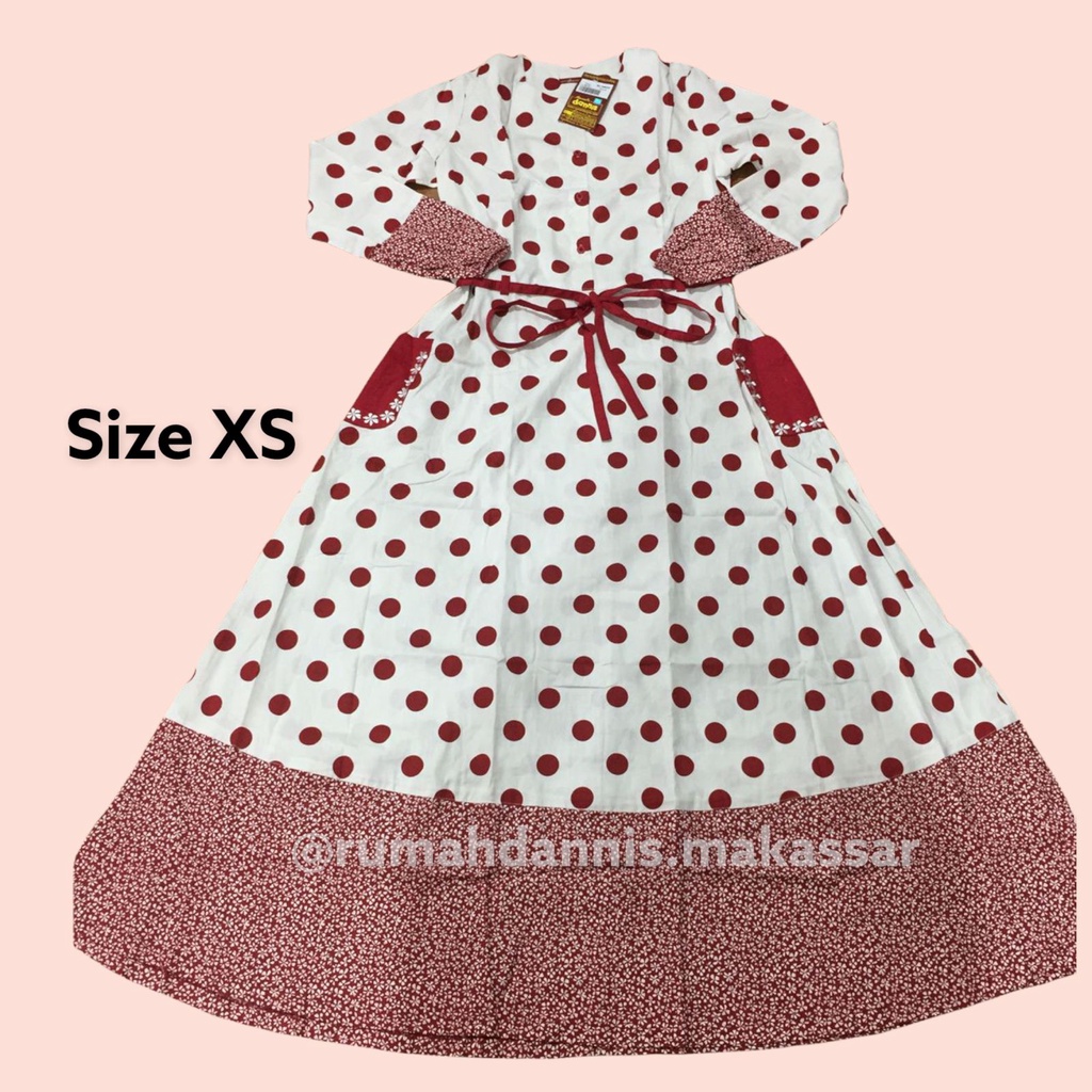 SALE Abaya Dannis Original Size XS - Polkadot Merah Maroon