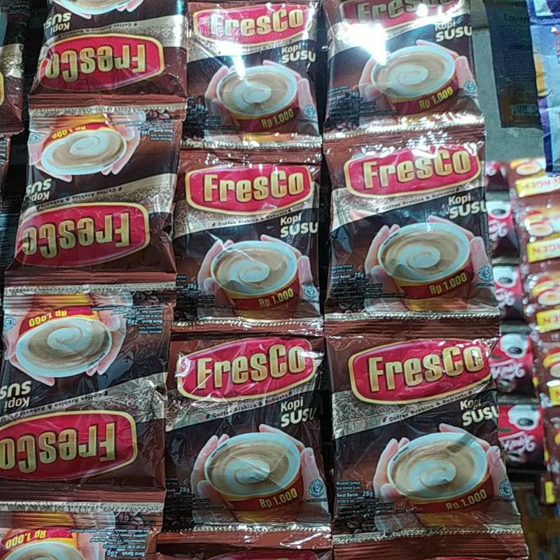 

kopi Fresco susu 1 renceng isi 12 pcs