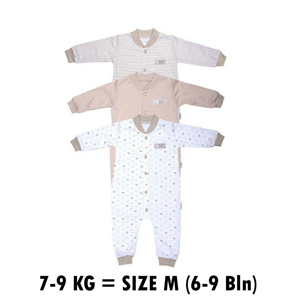 FLUFFY Paket Original Lengkap Baju Bayi (0-3 Bln) Perlengkapan Baru Lahir & Kado Bayi SNI-SS FLUFY KHKI Size M