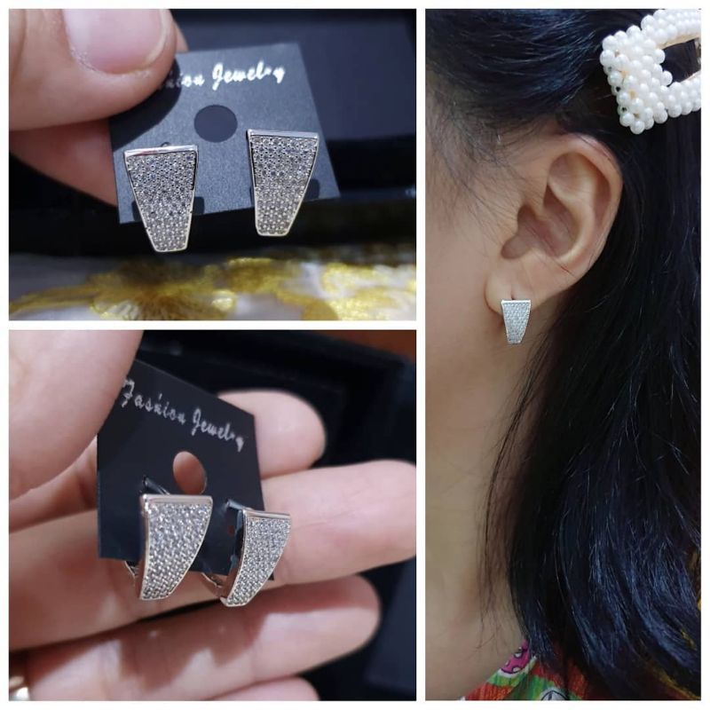 Anting Silver925 Perak mata kilau anting silver Anti Karat anti alergi anting premium berlian kilap 01