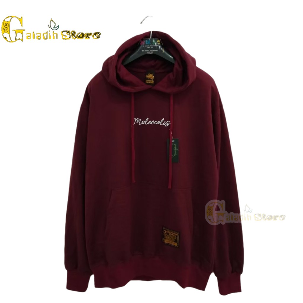 Hoodie Pria Distro original brand tebal Sweater Good Morning Melodiss maroon Unisex Cowok Cewek COD