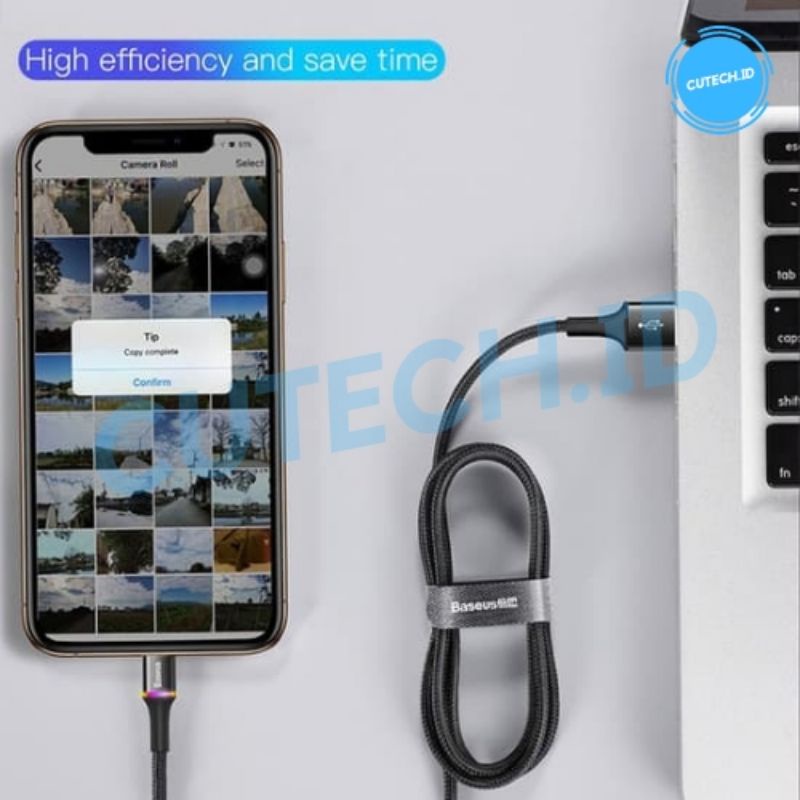 BASEUS HALO LED PREMIUM KABEL DATA LIGHTNING / KABEL IPHONE