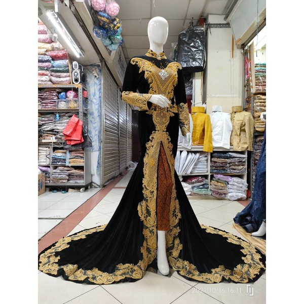 Kebaya bludru pengantin baru adat jawa full payet / gaun bludru pengantin