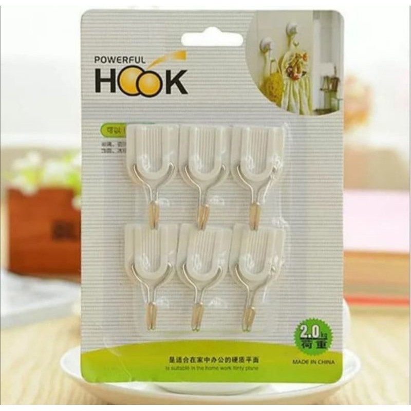 Gantungan hook isi 6 power Full hook multi fungsi organizer