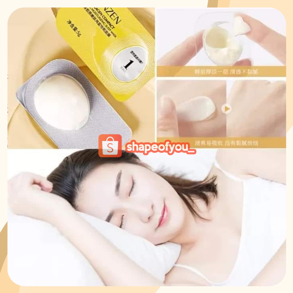 Pelembab Wajah Collagen Egg Sleep Mask Venzen Tanpa BIlas