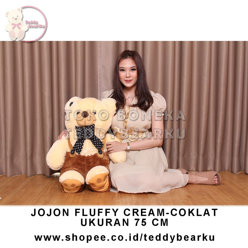 TEDDY BEAR XL 75CM FLUFFY JOJON PREMIUM CREAM - COKLAT