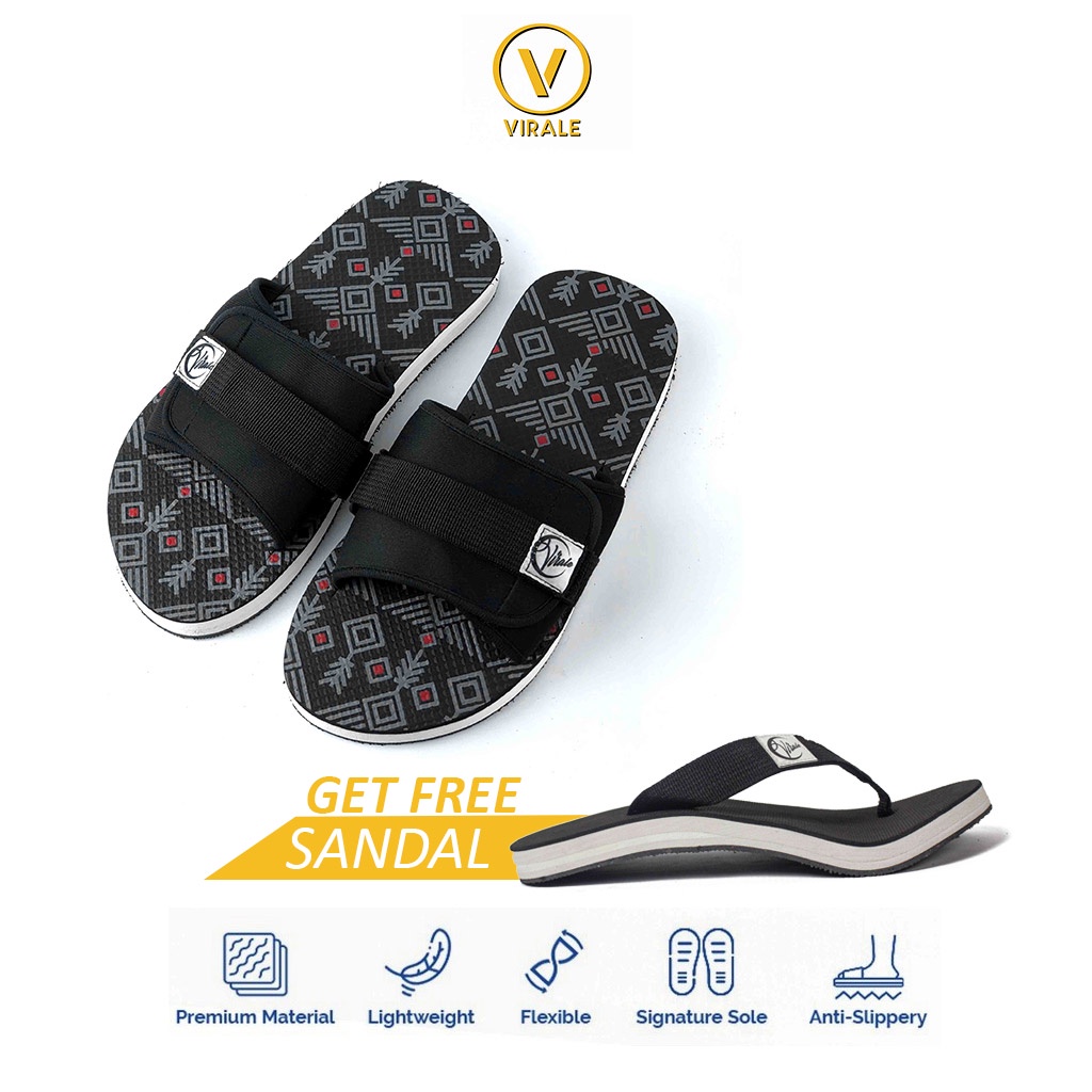 Sandal Slide Pria Virale Murah Original Model Selop GRATIS Sendal Distro Terbaru TG 11 - JPT FT