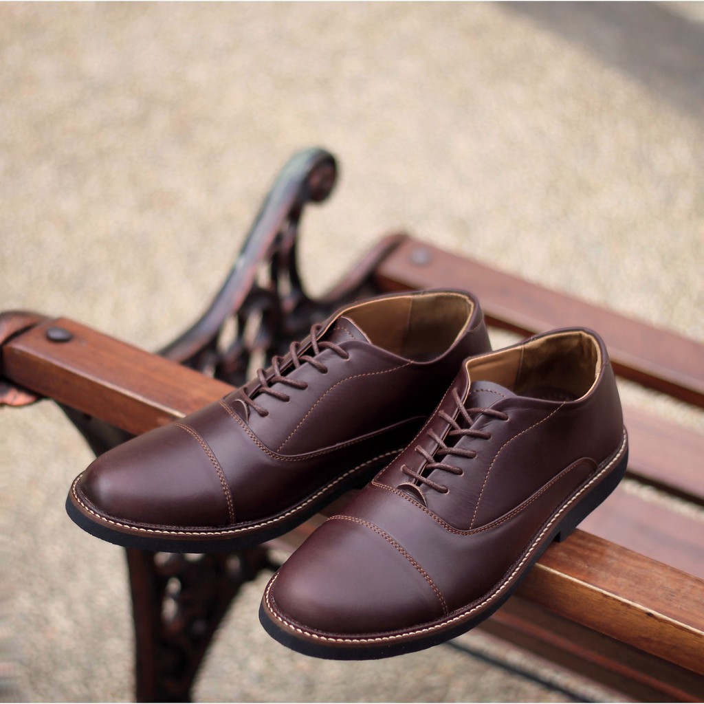 OXFORD BROWN - Pantofel Pria Kulit Asli Formal Kasual Sepatu Pantofel Kerja Pria - Pantopel