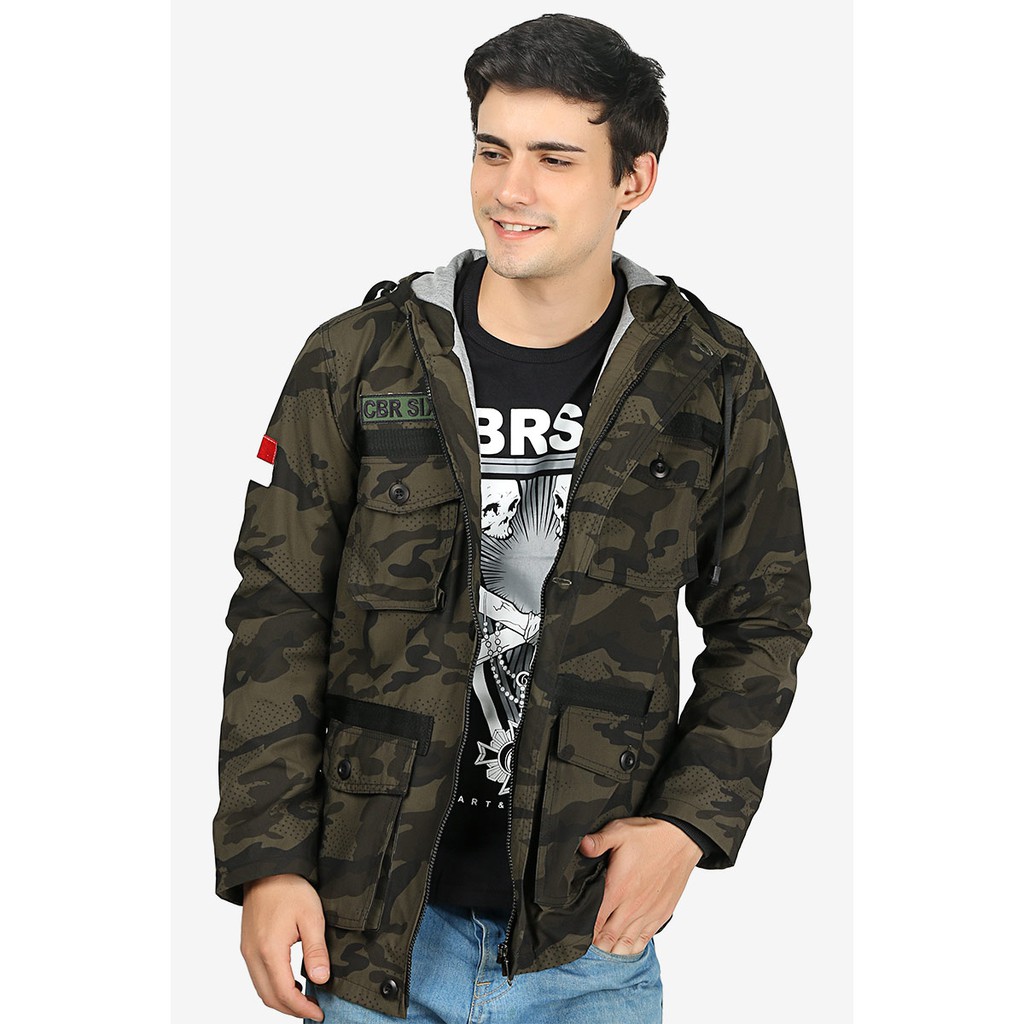 Jaket Kanvas Parka Original Distro Bandung Pria Army Loreng Canvas