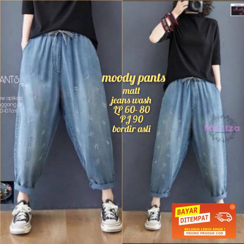 moody  pants celana wanita - baggy jeans wash