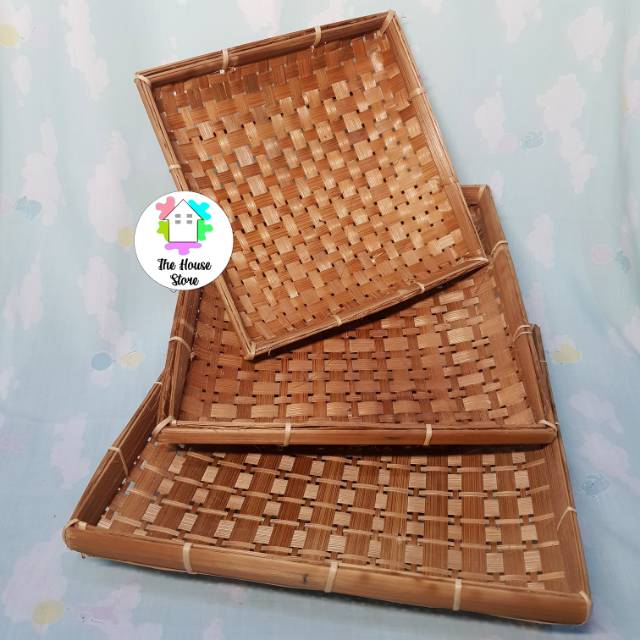 PIRING LALAPAN KOTAK ANYAMAN BAMBU / PIRING PENYETAN LELE