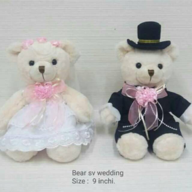 boneka teddy bear couple (2 pcs) wedding impor souvenir nikah kado lempar nikah