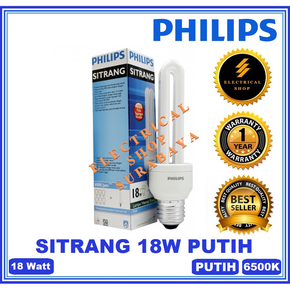 PHILIPS LAMPU SITRANG 18W 18 WATT PUTIH (HARGA GROSIR &amp; GARANSI) JARI CDL PROMO MURAH ORIGINAL