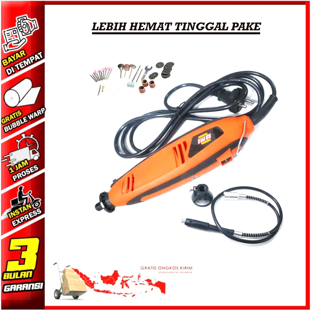IWA Mini Die Grinder / Bor Tuner / Mesin bor cun Gerinda Mini Tuner + kabel fleksibel tuner
