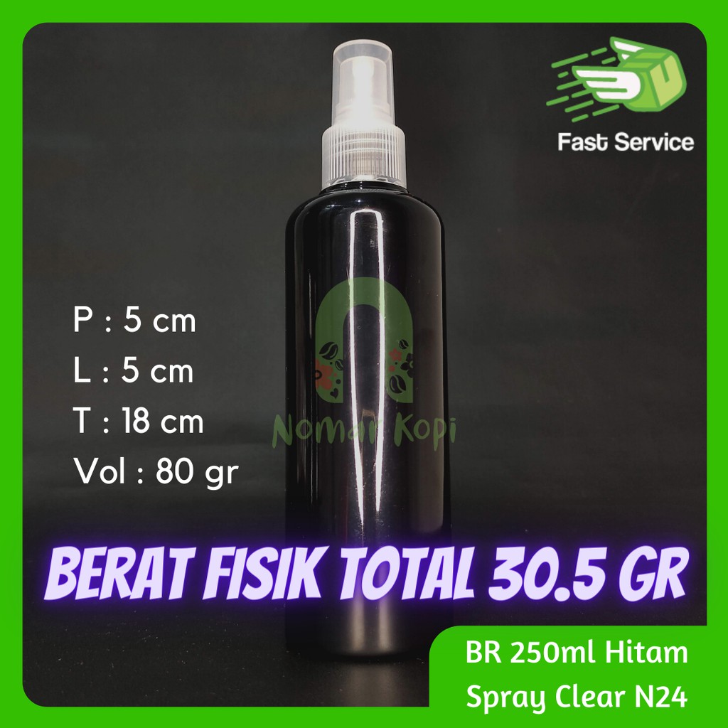 BOTOL SPRAY 250ml PET HITAM TEBAL BODY MIST PARFUM SANITIZER GROSIR
