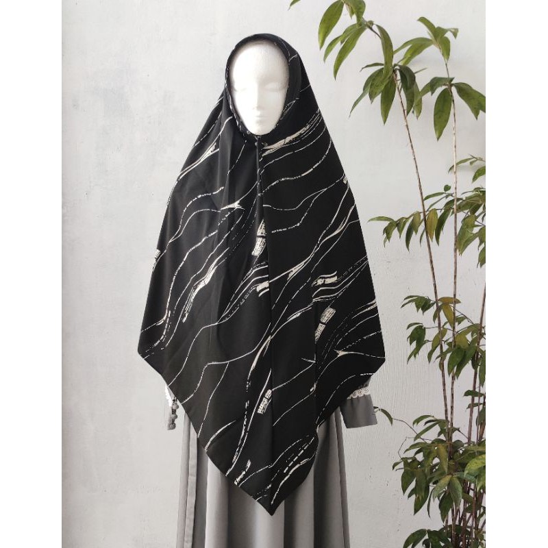 Hijab Jilbab Kerudung Khimar Segitiga Instan Motif Jumbo Syar'i