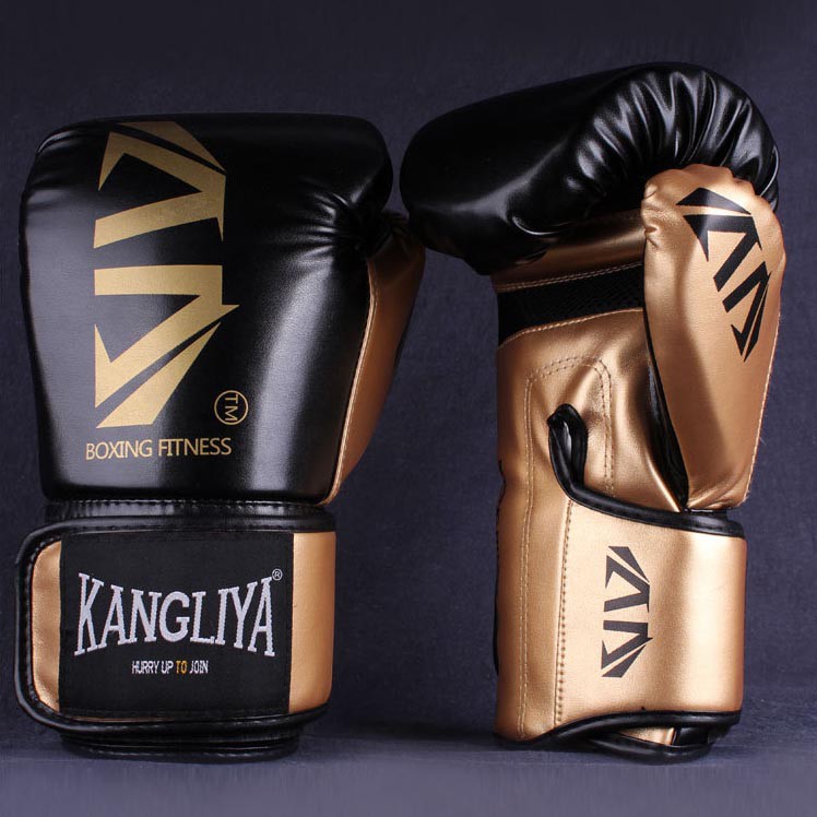 KANGLIYA Sarung Tangan Tinju MMA UFC Boxing Muay Thai Leather Glove 12 OZ - FE-BO003 - Black