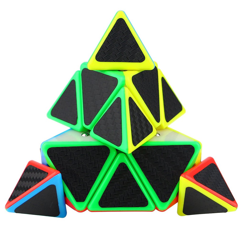 Piramida Kecepatan Kubus Serat Karbon Stiker Berkelok Kelok Puzzle