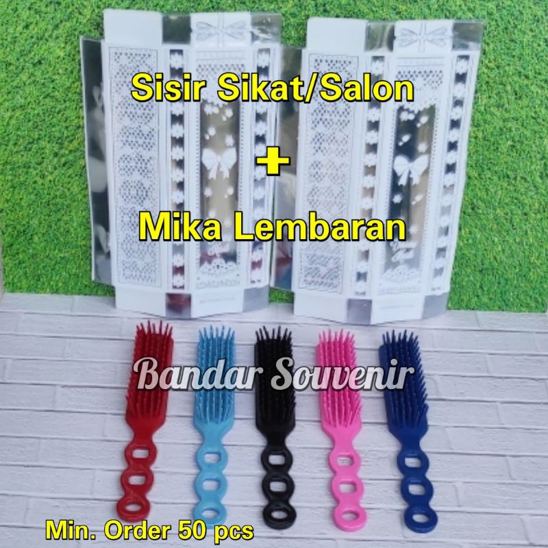 Isi 50 pcs Souvenir ORI Sisir Sikat/Salon + Mika Lembaran