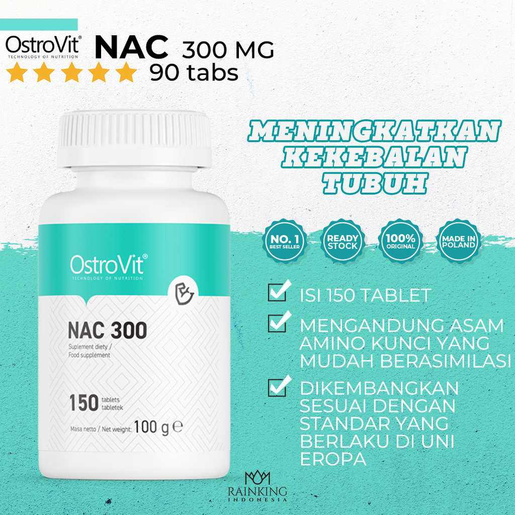 Suplemen Fitness NAC 300 Pembentuk Massa Otot Detox Daya Tahan Imun Tubuh Mental Asam Amino ORIGINAL