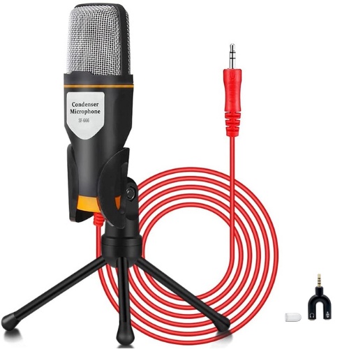 MallCasing - SF-666 Condenser Studio Mikrofon / Microfone / Microphone dengan Tripod + Mic Cover Untuk Komputer Hp Karaoke Recording