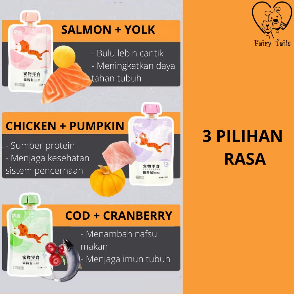 Makanan Basah Snack Jilat Kucing Morty 90 gram Sup Daging  Buah Sayur Segar / Cat Soup Snack Pouch 90 gr