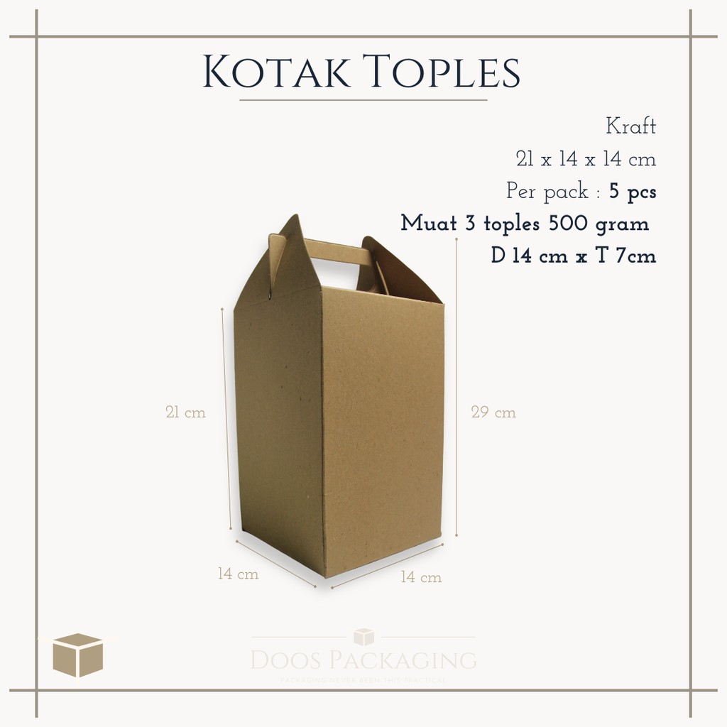 Kotak toples / Kemasan kue kering / packaging toples makanan (5 PCS)