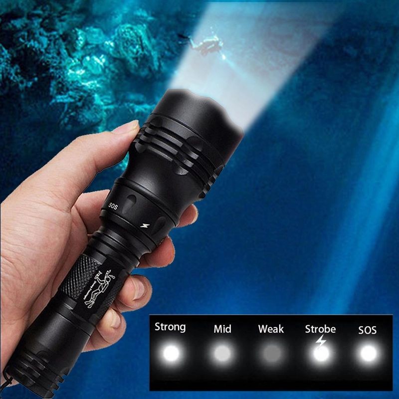 Paket Senter Selam Senter Diving LED Scuba Diving XML-T6 Waterproof 50M Underwater