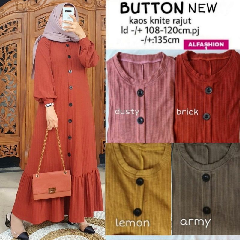 GAMIS MAXY DEWASA FAB KAOS KNITE RAJUT BUTTON NEW MAXY // SAVILA SET BY ALFASHION