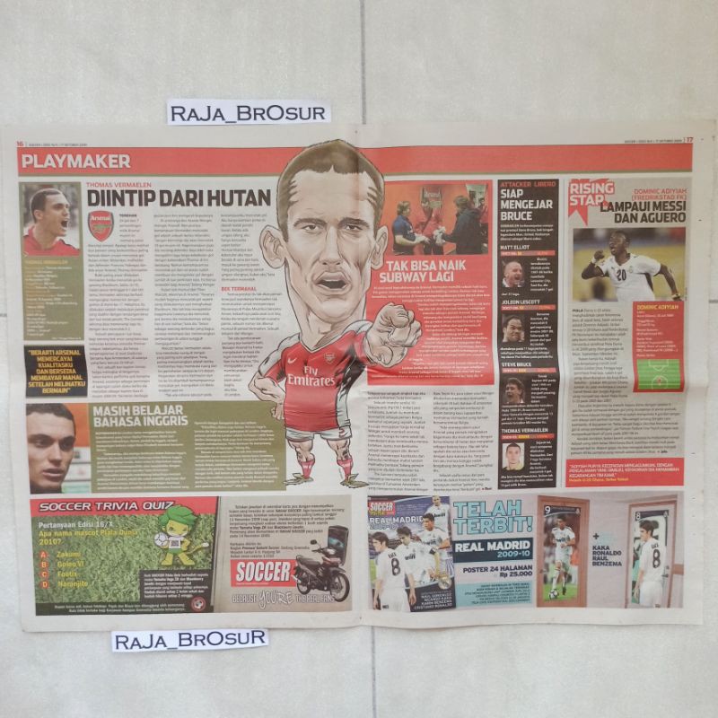 Rubrik koran soccer playmaker Thomas Vermaelen Arsenal FC