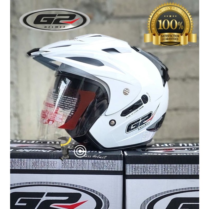 Jual HELM HALF FACE CX DOUBLE VISOR G2/ HELM G2_2 KACA Shopee Indonesia