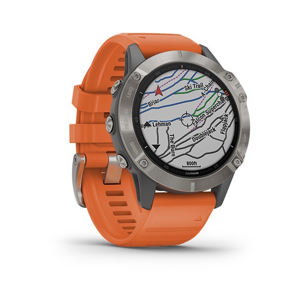 Garmin Watch Fenix 6 Titanium with Ember Orange Band - Garansi Resmi Tam 2 Tahun