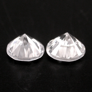 Pair 1.94 Ct tcw Natural White Color Round Diamond Cut 5.5 mm ZIRCON ZN007